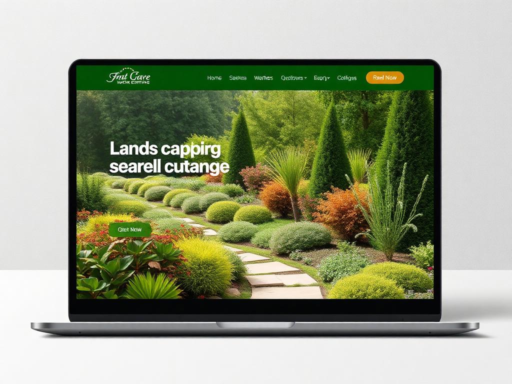 Landscaping company website design with green and bronze accents